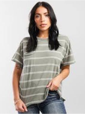 White Crow Olive Striped Short-Sleeve Tee